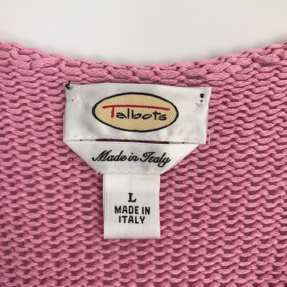 Talbots Pink V Neck Sweater Large Made in Italy - Picture 2 of 5